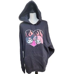 Sanrio Kuromi & My Melody Hoodie Size XL Black Pullover